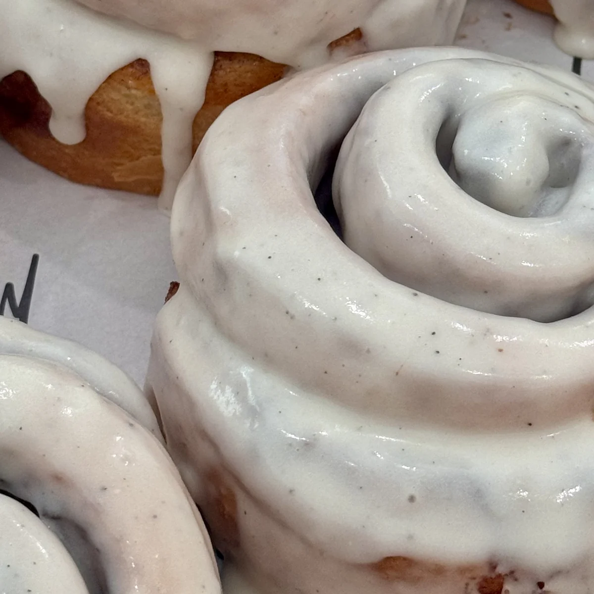 A real Sunday Crumb tray of cinnamon rolls